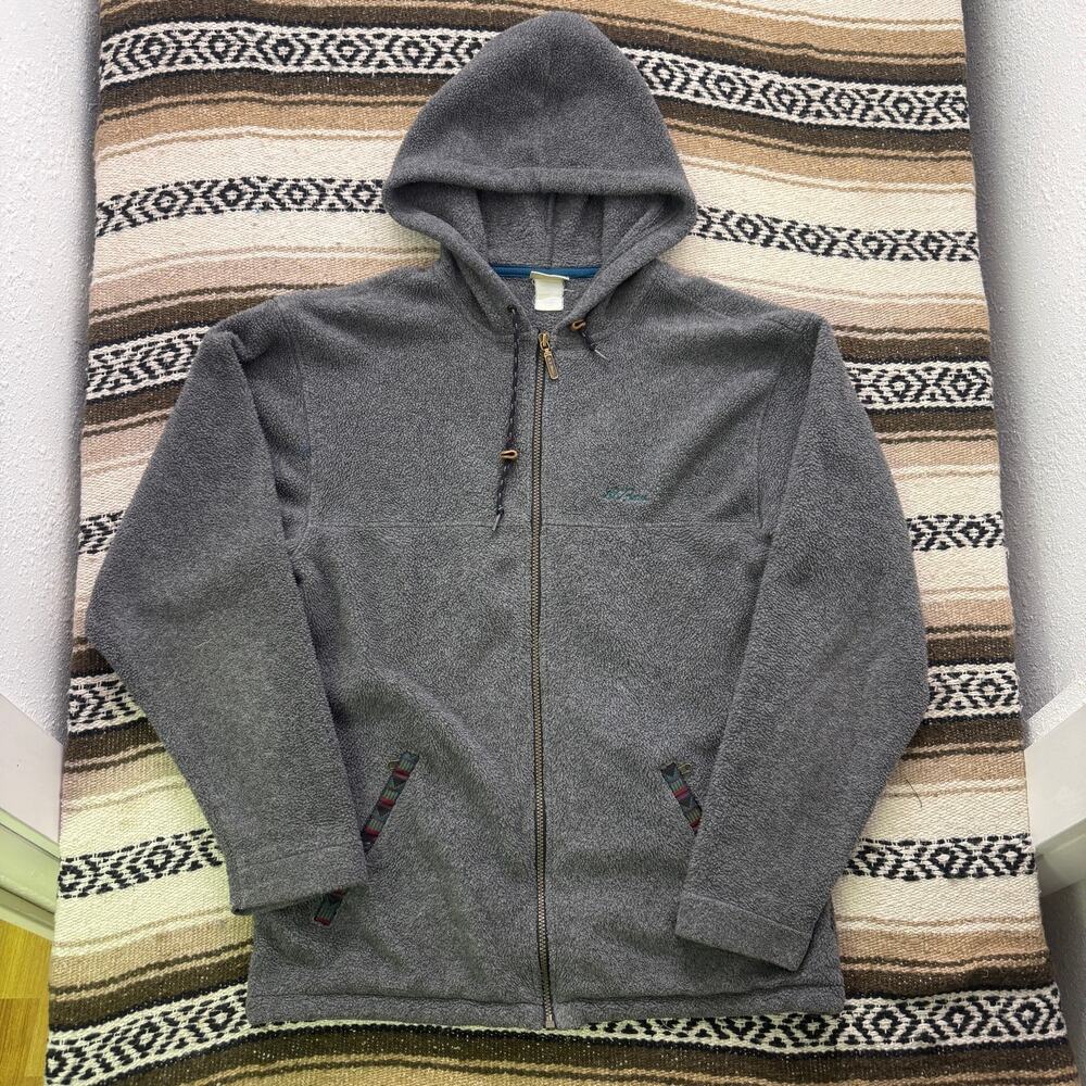 Men's Vintage 90's L.L. Bean Gray Fleece Zip Up Hoodie Sweatshirt Jacket Sz L